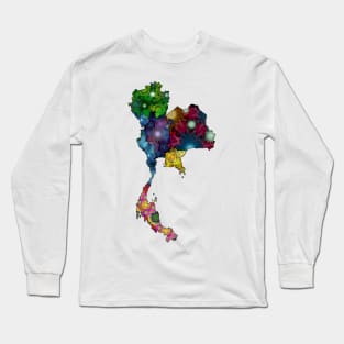 Spirograph Patterned Thailand Regions Map Long Sleeve T-Shirt